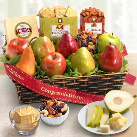 AP8019C, Congratulations Classic Fruit and Gourmet Gift Basket