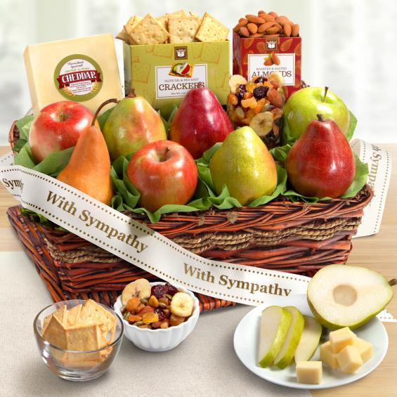 Sympathy Cheese and Nuts Classic Fruit Basket AP8019S A Gift Inside