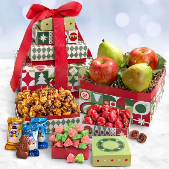 AT0234, Merry Christmas Fruit and Treats Tower