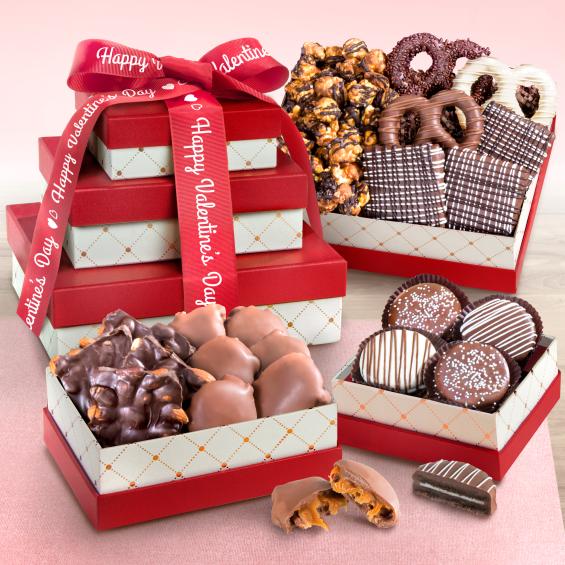 ATC0306V, Valentines Day Chocolate, Caramel and Crunch Gift Tower