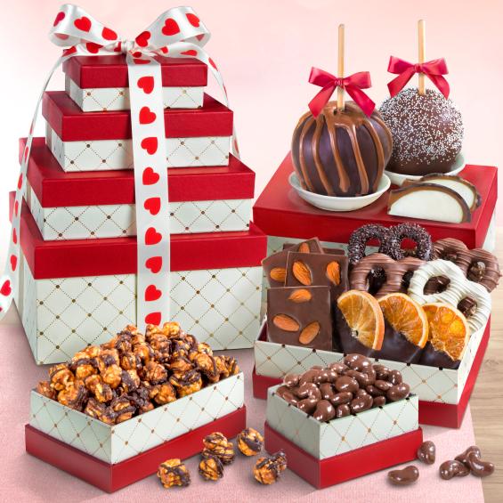 Chocolate Perfection Valentine Gift Tower With Caramel Apples Atc0307v A Gift Inside