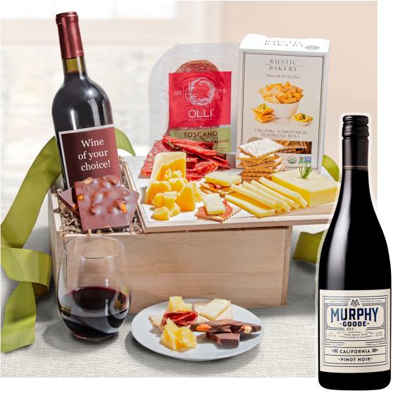 FG2000-NF04704, Epicurean Gift Crate with Wine - Murphy Goode Pinot Noir