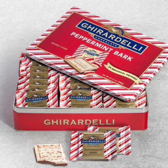 GFTN1001, Ghirardelli Peppermint Bark Gift Tin