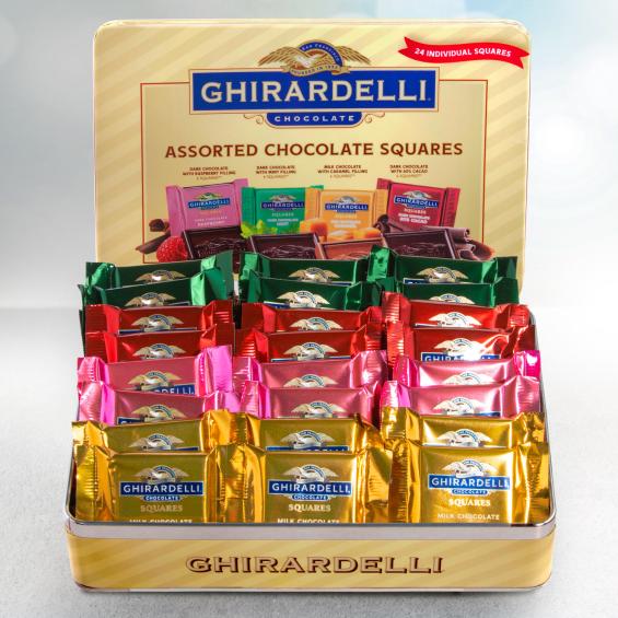 GFTN1002, Ghirardelli Assorted Chocolate Squares Gift Tin