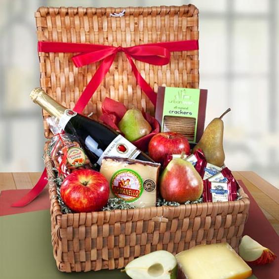 AA4046, Napa Valley Grande Sparkling Cider, Cheese and Fruit Basket Hamper