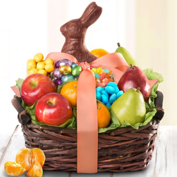 Easter Bunny Fruit and Treats Gift Basket AA4050E A Gift Inside