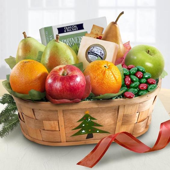 AA4058, Merry Christmas Fruit and Cheese Basket