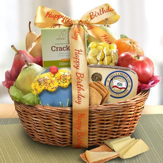 AA4062B, Happy Birthday Savory and Sweet Fruit Basket