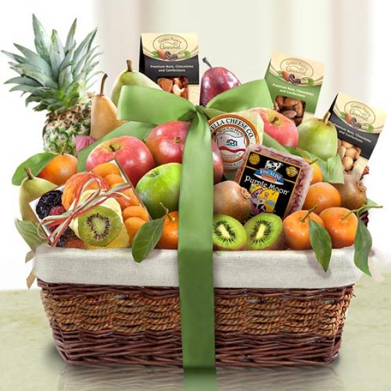 Paradise Tropical Fruit, Nuts and Cheese Basket AA4081