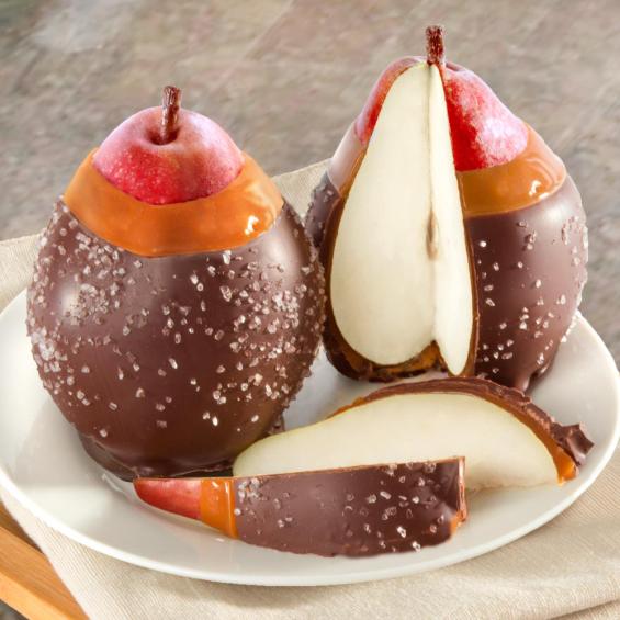 ACA1100, Chocolate Covered Caramel Dipped Pears Duo