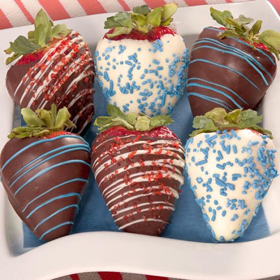 ACD1005, 4th of July Chocolate Covered Strawberries - 6 Berries