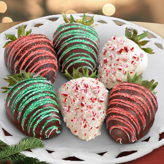 Merry Christmas Chocolate Covered Strawberries - 6 Berries - ACD1008