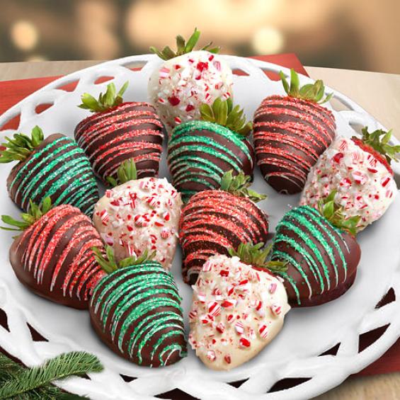 ACD2008, Merry Christmas Chocolate Covered Strawberries - 12 Berries