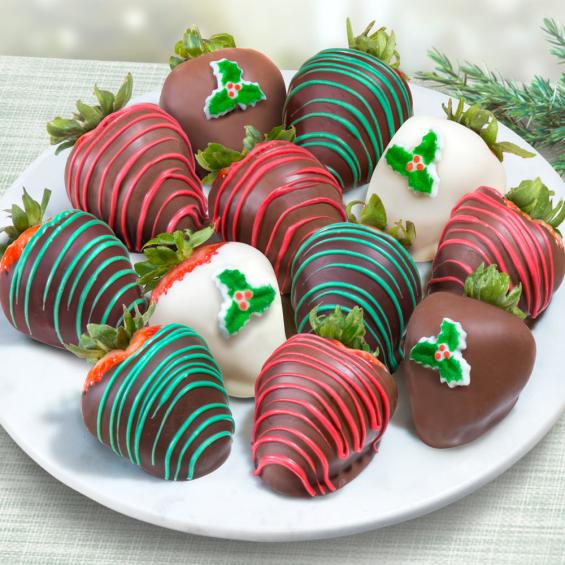 Merry Christmas Chocolate Covered Strawberries - 12 Berries - ACD2023