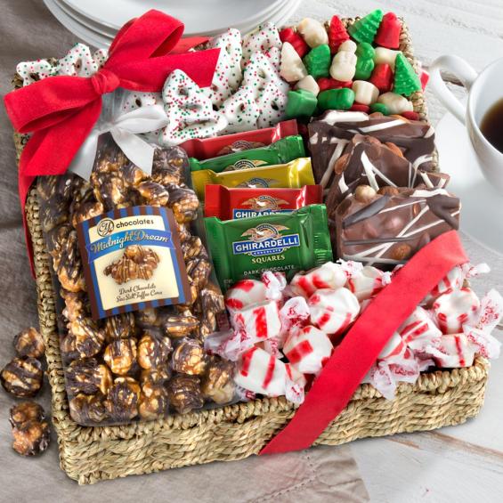 AG0002, Holiday Classic Chocolate, Candy and Crunch Gift Basket