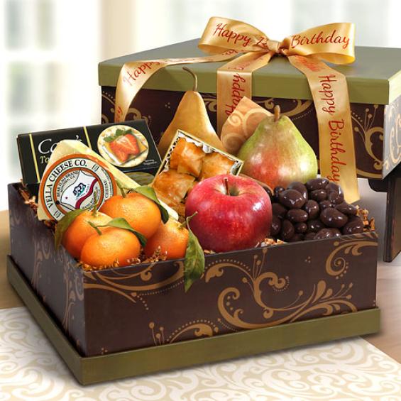 AG1100B, Sonoma Happy Birthday Fruit and Cheese Gift Box
