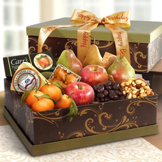 AG2100B, Sonoma Happy Birthday Deluxe Fruit and Cheese Gift Box