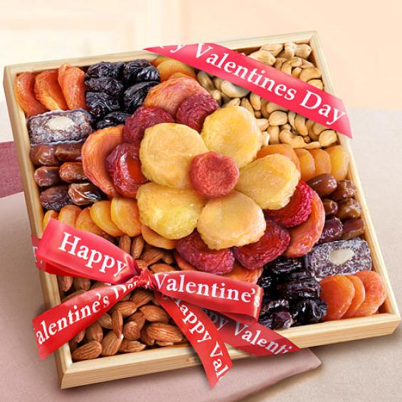 AP8017V, Flora Dried Fruit and Nut Tray with Valentines Day Ribbon