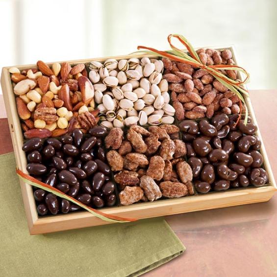 AP8022, Savory, Sweet and Chocolate Deluxe Nuts Gift Tray