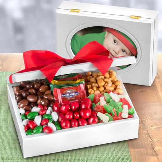 AP8062, Christmas Chocolates and Candied Nuts in Wooden Photo Frame Box