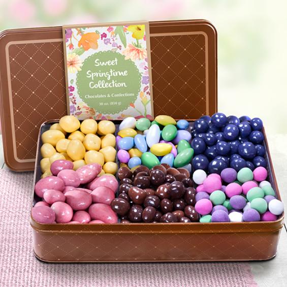 CY2250, Spring Chocolate and Candied Nuts and Sweets Tin Mothers Day Gift