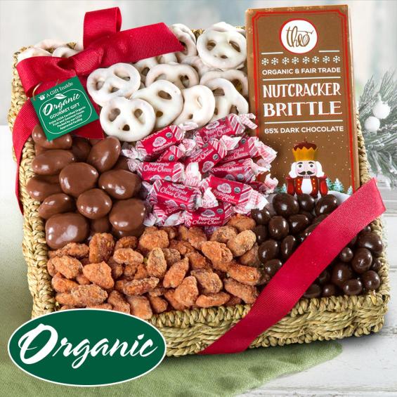RA4025, Holiday Cheer Organic Treats Gift Basket