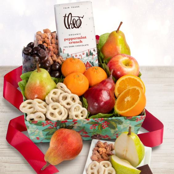 RA4012, Organic Fruit and Gourmet Holiday Gift Basket