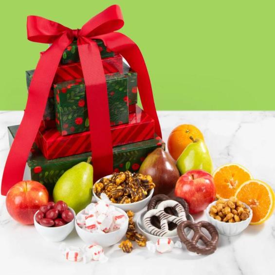AT0233, Deck the Halls with Treats and Holly Fruit Tower