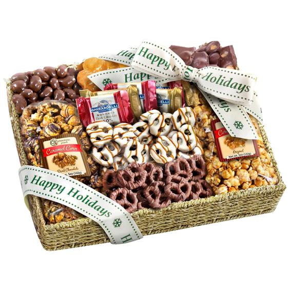 AA4056H, Happy Holidays Chocolate, Caramel & Crunch Gift Basket