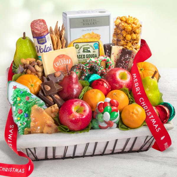 AA3005, The More the Merrier Fruit, Cheese & Sweets Gift Basket