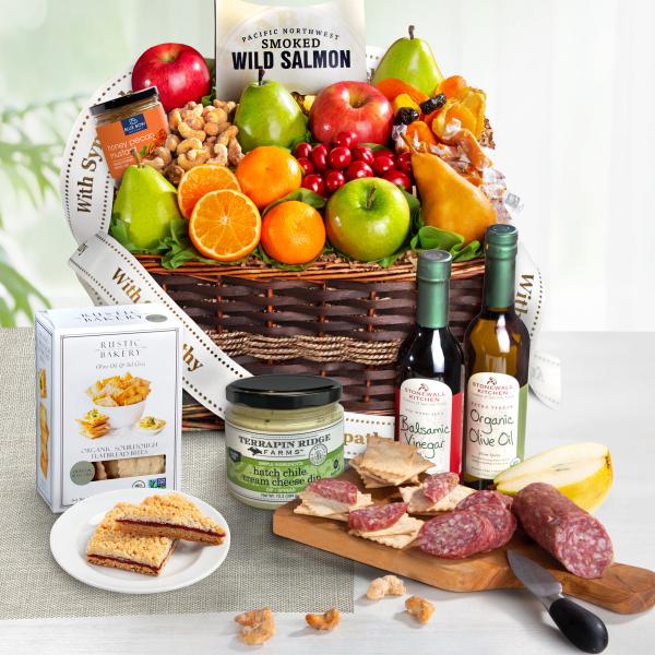AA4018S, With Sympathy Generous Gourmet Market Favorites Fruit Basket