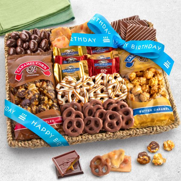 AA4056B, Happy Birthday Chocolate, Caramel and Crunch Grand Gift Basket