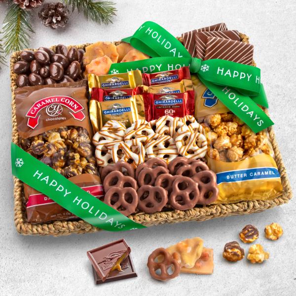 AA4056H, Happy Holidays Chocolate, Caramel & Crunch Gift Basket