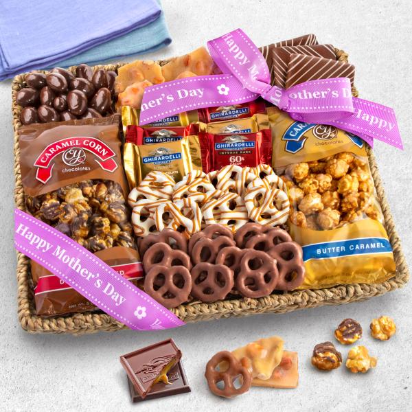 AA4056M, Mother's Day Chocolate Caramel and Crunch Grand Gift Basket with Snacks
