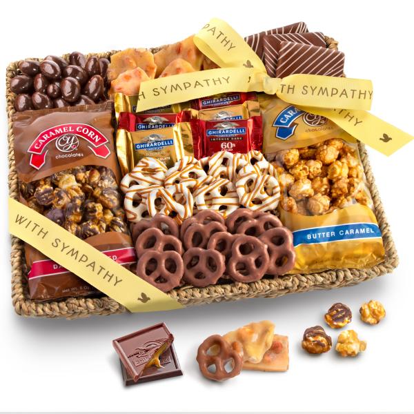 AA4056S, With Sympathy Chocolate, Caramel and Crunch Grand Gift Basket