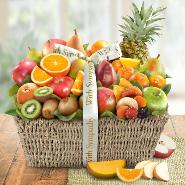 AA4061S, With Sympathy Tropical Abundance Fruit Gift Basket