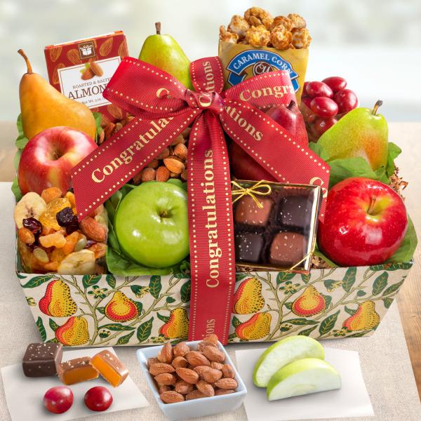 AA4094C, Congratulations Orchard Delight Fruit and Gourmet Basket