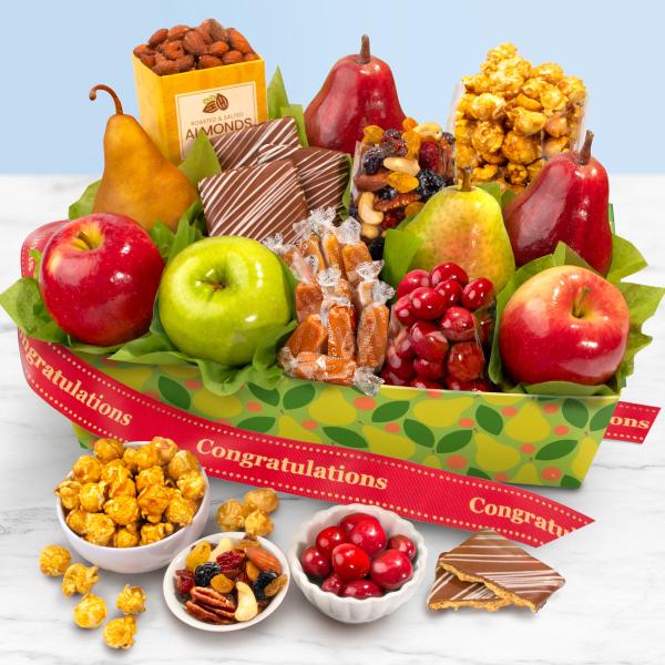 AA4094C, Congratulations Orchard Delight Fruit and Gourmet Basket