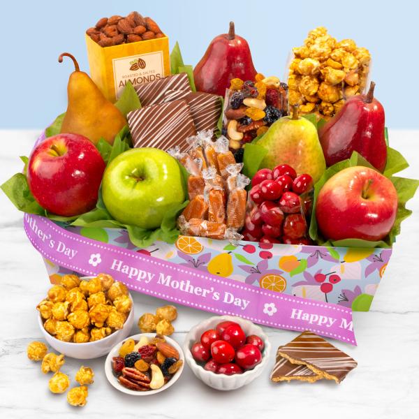 AA4094M, Happy Mothers Day Orchard Delight Fruit and Gourmet Basket