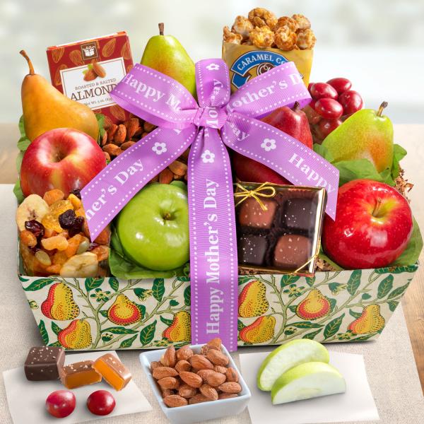 AA4094M, Happy Mothers Day Orchard Delight Fruit and Gourmet Basket