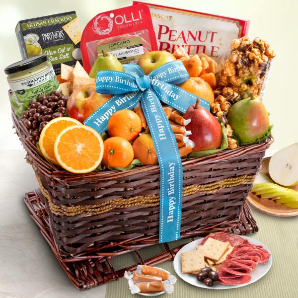 AA4102B, Happy Birthday Sweet & Savory Farmstead Gift Basket
