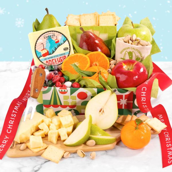 AA4127X, Christmas Fruit & Cheese Gift Basket