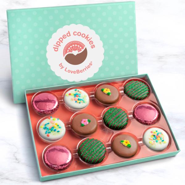 ACC1004M, 12 Sweet Blooms Chocolatey Covered Cookies