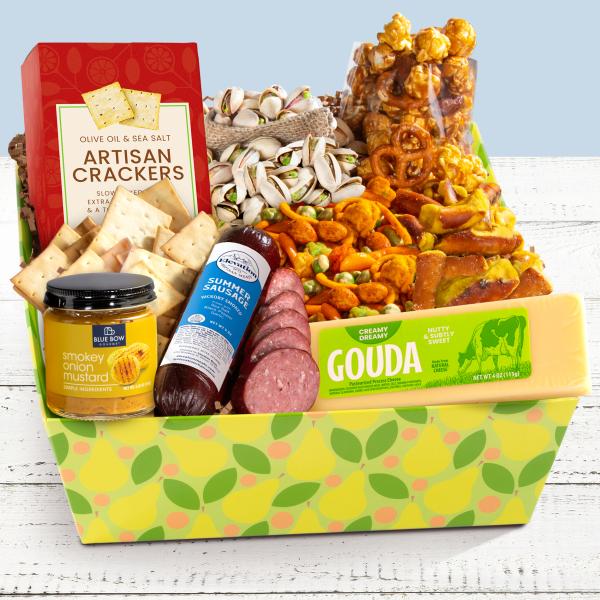 AB1085-2024, Snack Sensation Meat, Cheese & Snack Variety Gift Box