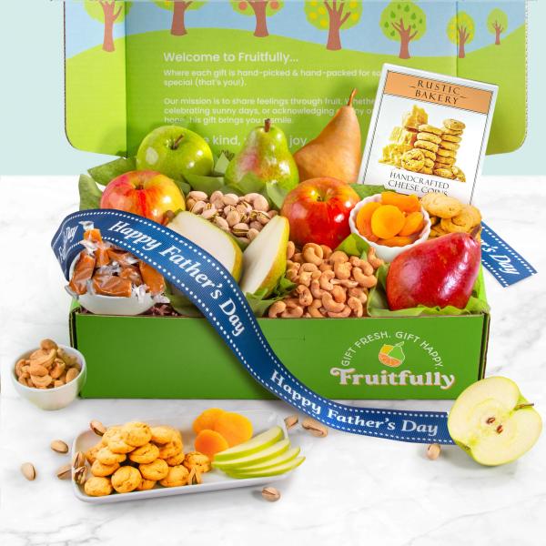 AB2017F, Father's Day Perfect Pairings Deluxe Fruit and Cheese Gourmet Gift Box