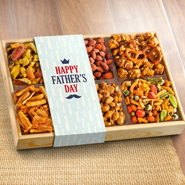 AP8029F, Father's Day Crunch 'n Munch Snack & Nut Variety Tray Gift Box