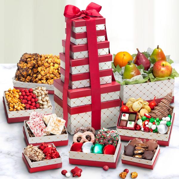 ATC0435, Holiday Fruit and Feast 8 Box Gift Tower