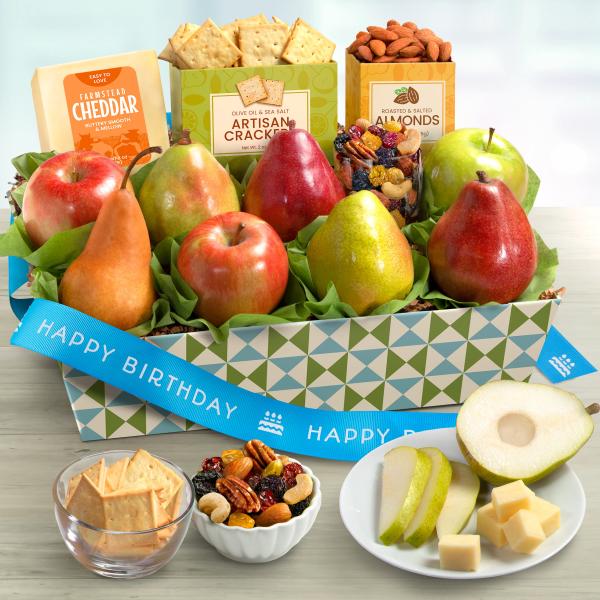 AP8019B, Happy Birthday Classic Fruit and Gourmet Gift Basket