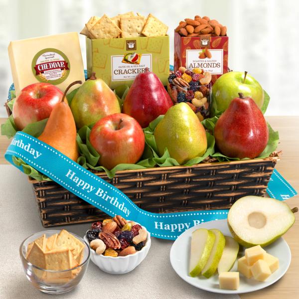 AP8019B, Happy Birthday Classic Fruit and Gourmet Gift Basket