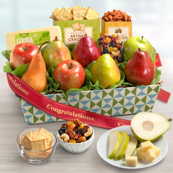 AP8019C, Congratulations Classic Fruit and Gourmet Gift Basket